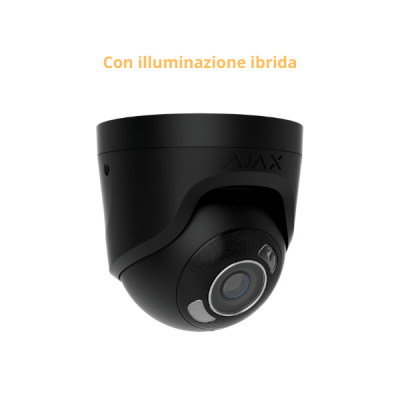 Ajax TurretCam HL 8MP nera, telecamera IP Ottica 4mm, illuminazione ibrida AI - AJ-TURRETCAM-8-0400-HL-B 126266