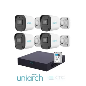 Uniarch Kit videosorveglianza IP PoE - 4 telecamere Bullet 2MP 2.8mm + NVR 8 canali 8 porte PoE + Hard Disk 1TB