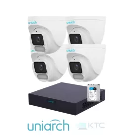 Uniarch Kit videosorveglianza IP PoE - 4 telecamere Turret 2MP 2.8mm + NVR 8 canali 8 porte PoE + Hard Disk 1TB
