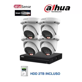 Dahua KIT VIDEOSORVEGLIANZA IP AI Full Color - 4 Telecamere Eyeball IP 4MP + NVR 8 Canali PoE + Hard Disk 2TB