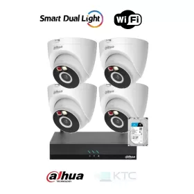 Dahua Kit videosorveglianza WIFI - 4 Telecamere Eyeball 3MP 2.8mm WIFI + NVR IP WIFI 8 canali e hard disk 2TB