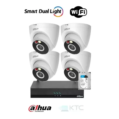 Dahua Kit videosorveglianza WIFI - 4 Telecamere Eyeball 3MP 2.8mm WIFI + NVR IP WIFI 8 canali e hard disk 1TB