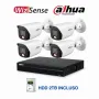 Kit Videosorveglianza Dahua 4 Telecamere Bullet IP 4MP 3.6mm WizSense Smart Dual Light NVR 8 Canali PoE HDD 2TB